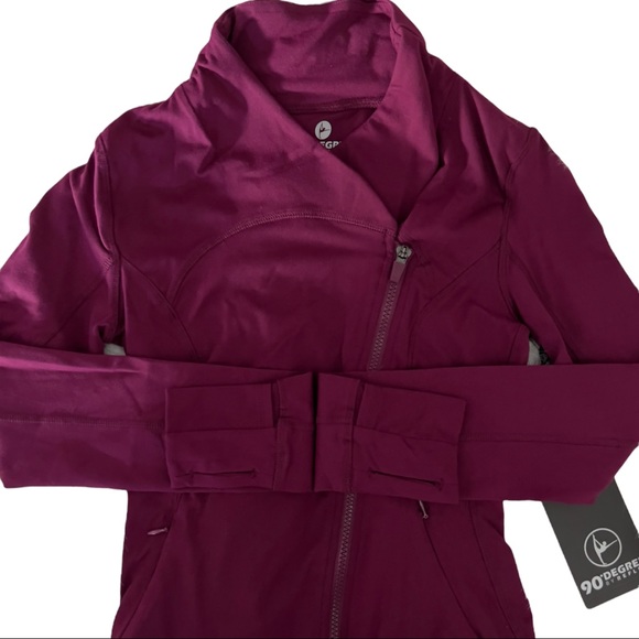 Full Zip Runner Jacket - 90 DEGREE by REFLEX “Prove Them Wrong” Dark Berry - XS - Picture 4 of 6